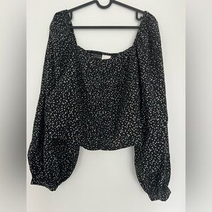 a new day Black and White Speckled Blouse